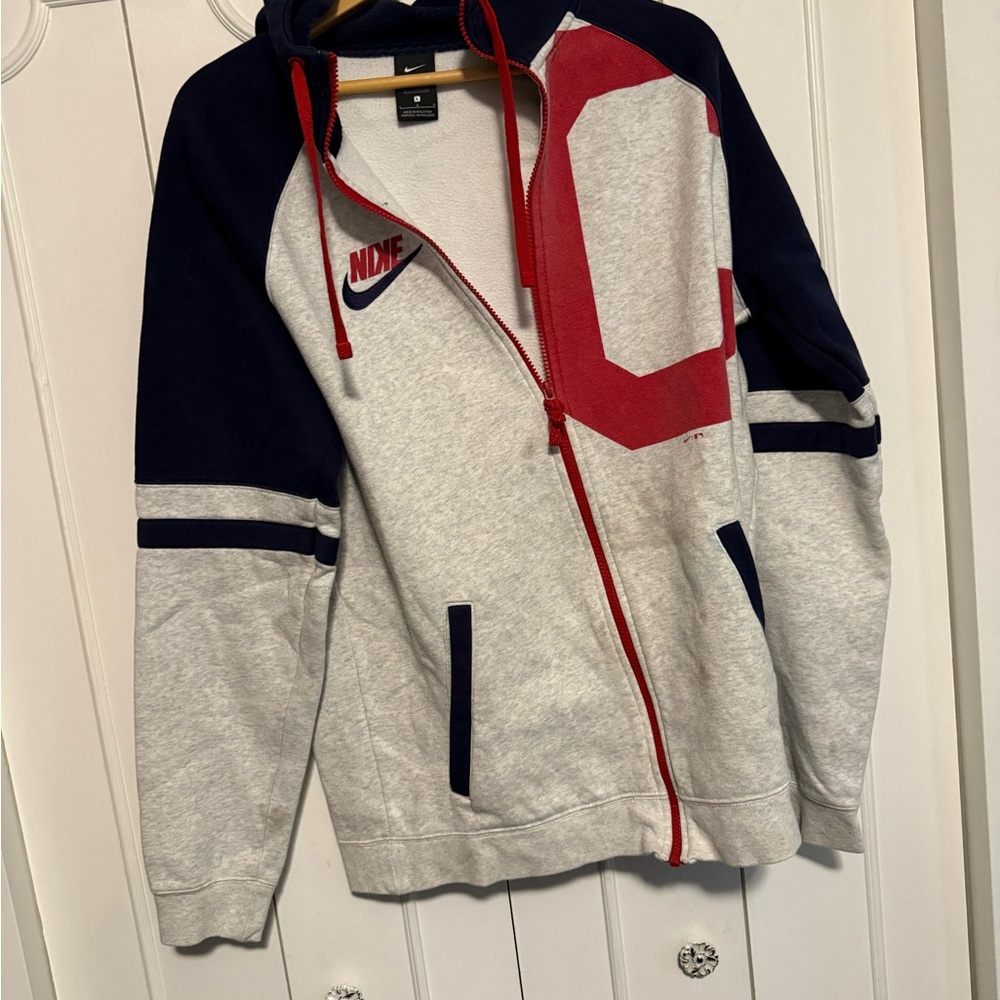 Nike MLB Cleveland Gray and Red Hoodie